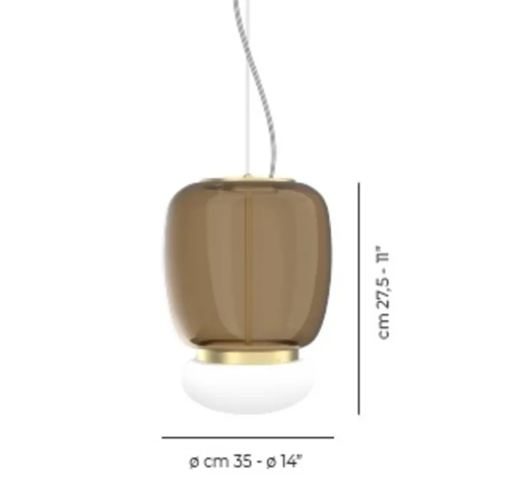 Suspension, Faro SP G, marron, laiton, LED, dim, 2700K, 2000 lm, Ø29cm, H40,5cm - Vistosi