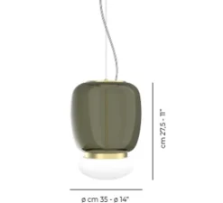 Suspension, Faro SP G, vert, laiton, LED, dim, 2700K, 2000 lm, Ø29cm, H40,5cm - Vistosi