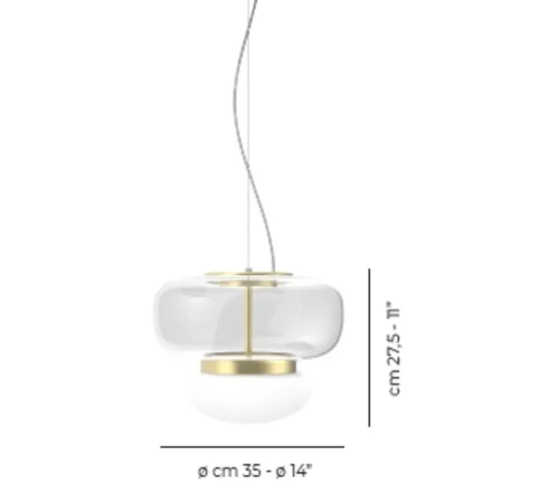 Suspension*Vistosi Suspension, Faro SP P, , LED, dim, 2700K, 2000 lm, Ø35cm, H27,5cm - cristal, laiton