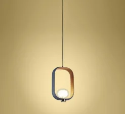 Suspension*Tooy Suspension, Filipa, 555.22, , IP40, L28cm, H45cm - noir texturé, cuir noir et marron