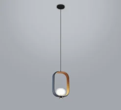 Suspension*Tooy Suspension, Filipa, 555.22, , IP40, L28cm, H45cm - noir texturé, cuir noir et marron