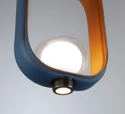 Suspension*Tooy Suspension, Filipa, 555.22, , IP40, L28cm, H45cm - noir texturé, cuir noir et marron