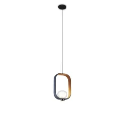 Suspension*Tooy Suspension, Filipa, 555.22, , IP40, L28cm, H45cm - noir texturé, cuir noir et marron