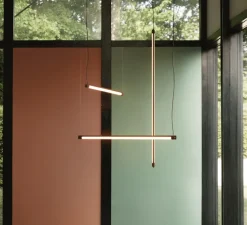 Suspension*Muuto Suspension, Fine, , LED, dim, 2700K, 1200 lm, L120cm, H1,8cm - rouge foncé