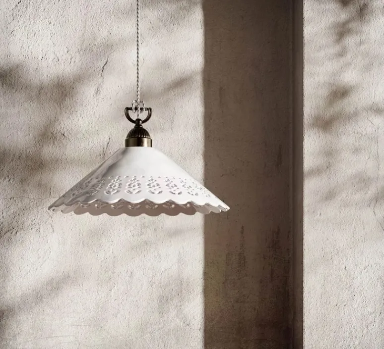 Suspension*Il Fanale Suspension, Fior Di Pizzo 08, , Ø30cm, H20cm - blanc, laiton brut