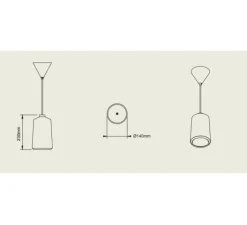 Suspension*Pott Suspension, Flame Tall, , IP44, LED, dim, 2700K, 800 lm, Ø14cm, H23cm - terra mat, câble blanc