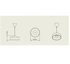 Suspension*Pott Suspension, Flame Wide, , câble blanc, IP44, LED, dim, 2700K, 800 lm, Ø28cm, H12,6cm - terra mat