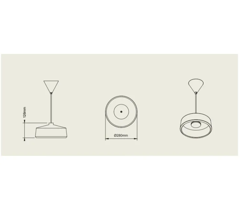 Suspension*Pott Suspension, Flame Wide, , câble blanc, IP44, LED, dim, 2700K, 800 lm, Ø28cm, H12,6cm - terra mat