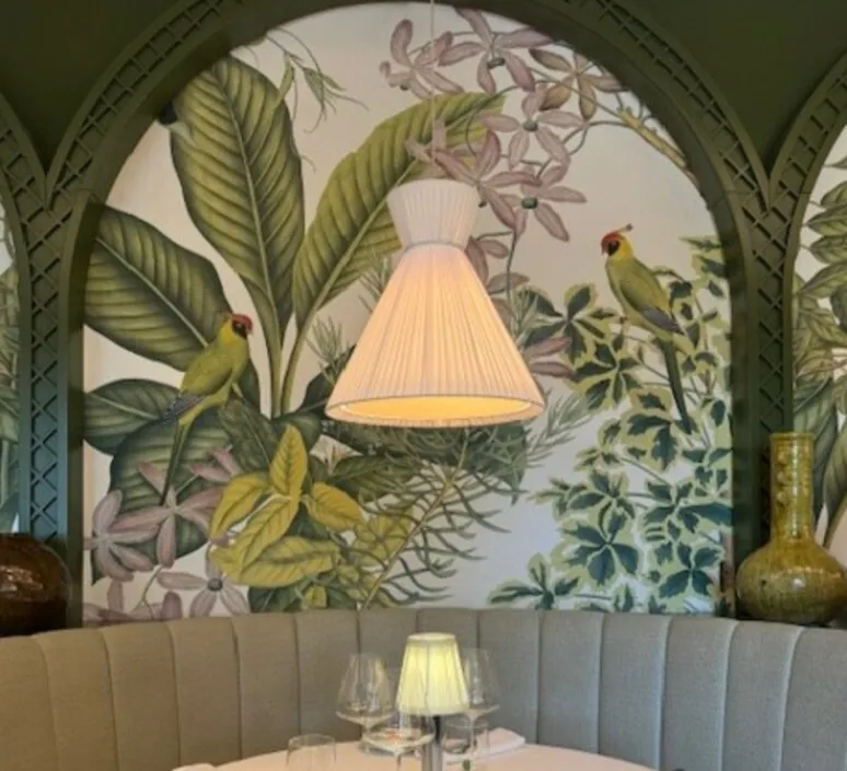 Suspension*Pott Suspension, Flame Wide, , câble blanc, IP44, LED, dim, 2700K, 800 lm, Ø28cm, H12,6cm - terra mat