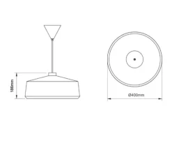 Suspension, Flame Wide XL, terra, câble blanc, IP44, LED, dim, 2700K, 1200 lm, Ø40cm, H18,6cm - Pott