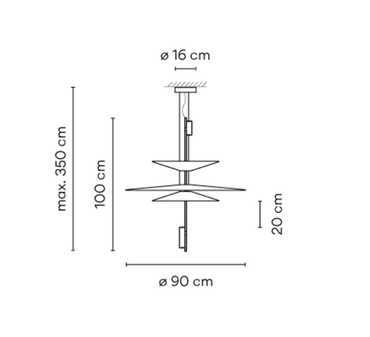 Suspension, Flamingo 1530, blanc et graphite RAL 7016, LED, 2700K, 2083lm, Ø90cm, H100cm - Vibia