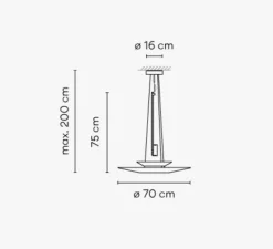 Suspension*Vibia Suspension, Flamingo 1540, , LED dimmable, 2700K, 694lm, Ø70cm, H75cm - cuivre