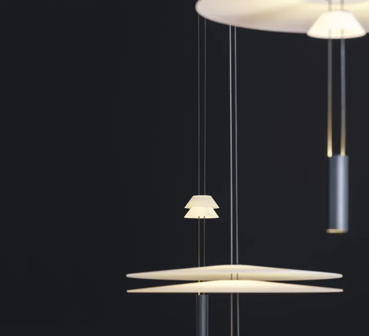 Suspension, Flamingo mini 1580, blanc et noir, LED, dim, 2700K, 726 lm, Ø9cm, H93cm - Vibia