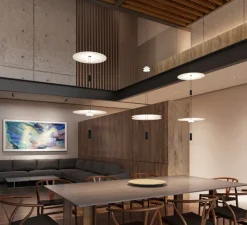 Suspension*Vibia Suspension, Flamingo mini 1590, , LED, dim, 2700K, 1152 lm, Ø45cm, H125cm - blanc et noir