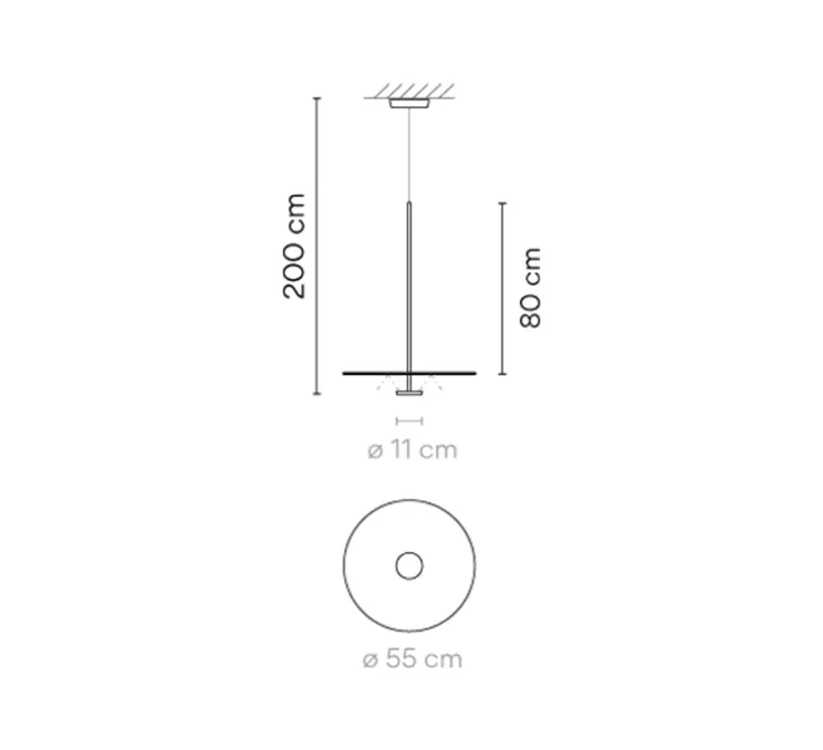 Suspension, Flat 5935, gris, LED, 2700K, 1740lm, Ø40cm, H80cm - Vibia