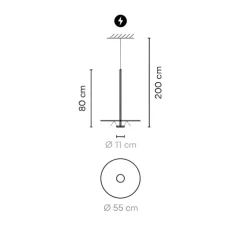 Suspension, Flat 5940, terracotta, LED, dim, 3500K, 1868 lm, Ø55cm, H80cm - Vibia