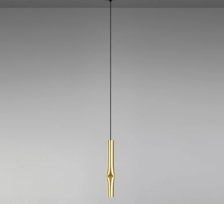 Suspension*Estiluz Suspension, Flow, A-3734, , rosace noire, LED, 2700k, 565 lm, Ø3,5cm, H32cm - or satiné