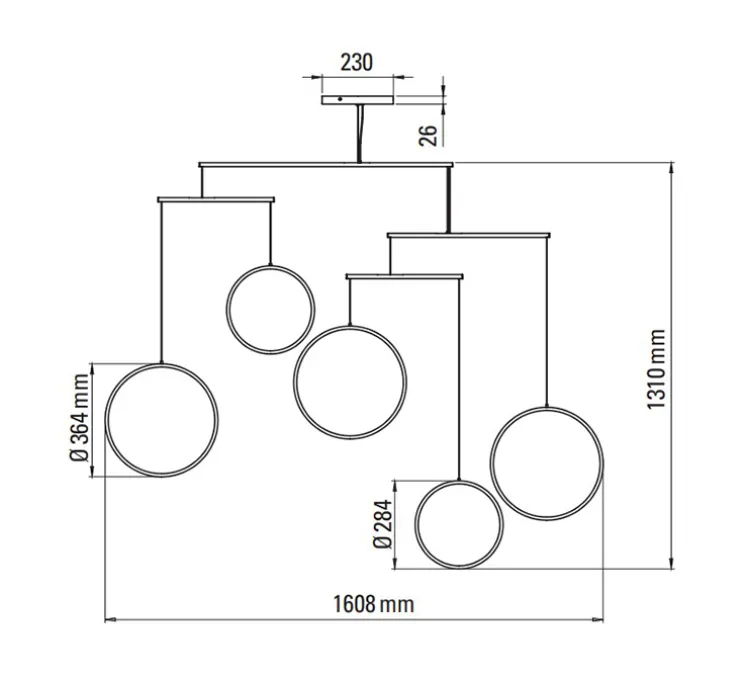 Suspension, Focus x5, blanc, LED, dim, 2700K, 3180 lm, L160,8cm, H131cm - DCW éditions Paris