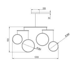 Suspension, Focus x4, noir, LED, dim, 2700K, 2385 lm, L131cm, H72,3cm - DCW éditions Paris