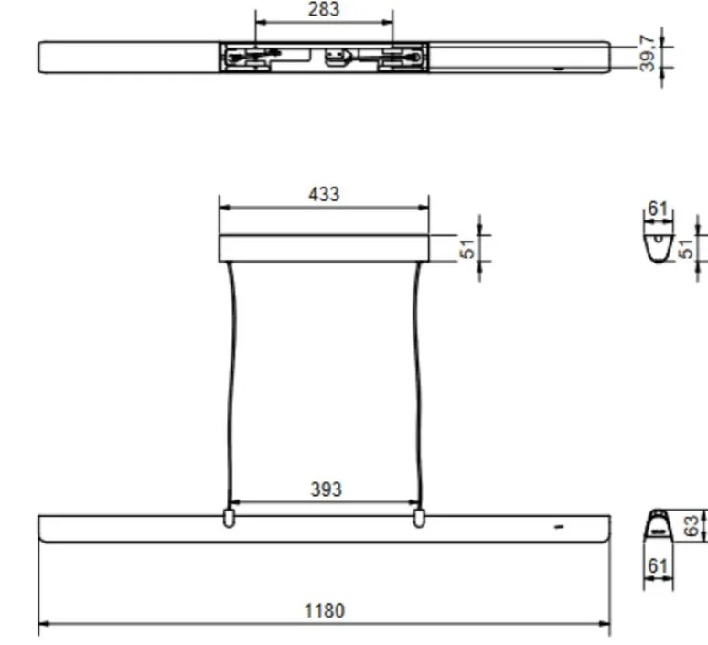 Suspension*Belid Suspension, Fold linear G2, , LED, dim, 2700K, 2435 lm, L118cm, H6,3cm - sable