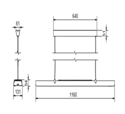 Suspension, Fold office G2, noir, LED, dim, 3000K, 5200 lm, L116cm, H5,4cm - Belid