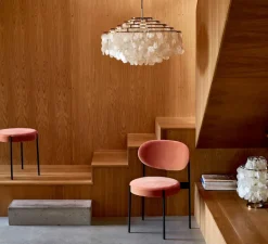 Suspension*Verpan Suspension, Fun 10DM, laiton, blanc, Ø57cm, H38cm - laiton, nacre