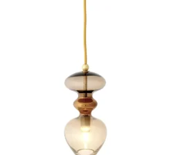 Suspension, Futura S, marron châtaigne, câble or, H24cm, Ø11cm - Ebb and Flow