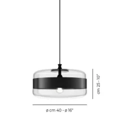 Suspension, Futura SP G, noir, cristal, Ø40cm, H25cm - Vistosi