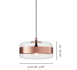 Suspension, Futura SP G, rose satiné, cristal, Ø40cm, H25cm - Vistosi