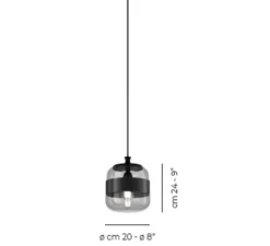 Suspension, Futura SP P, noir, cristal, Ø20cm, H24cm - Vistosi