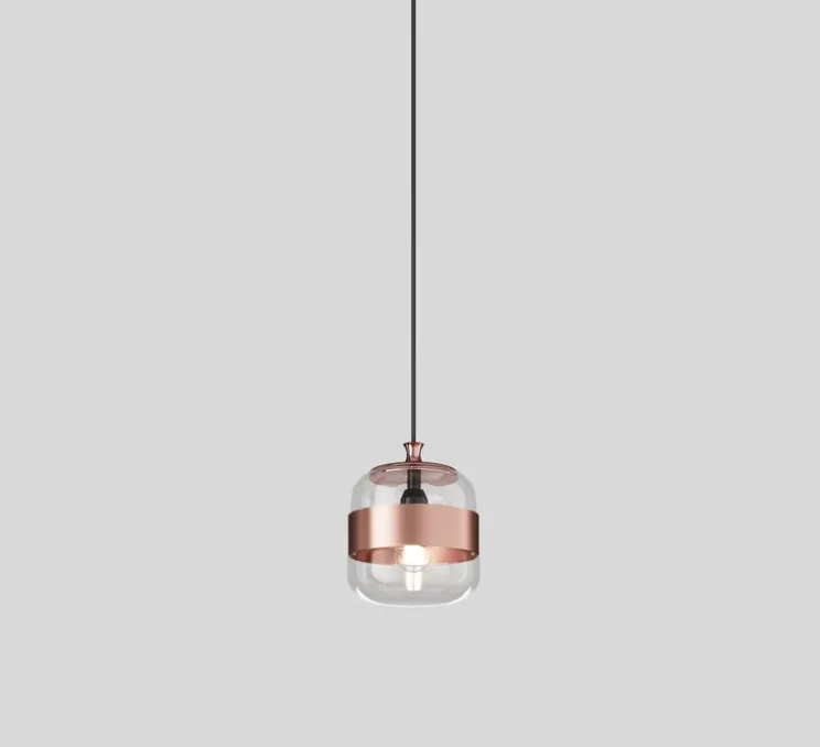 Suspension, Futura SP P, rose satiné, cristal, Ø20cm, H24cm - Vistosi