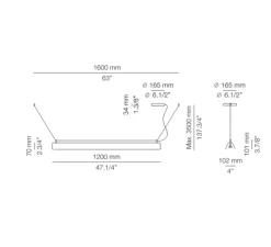 Suspension*Estiluz Suspension, Gada T-3925S, , L120cm, H7cm - blanc