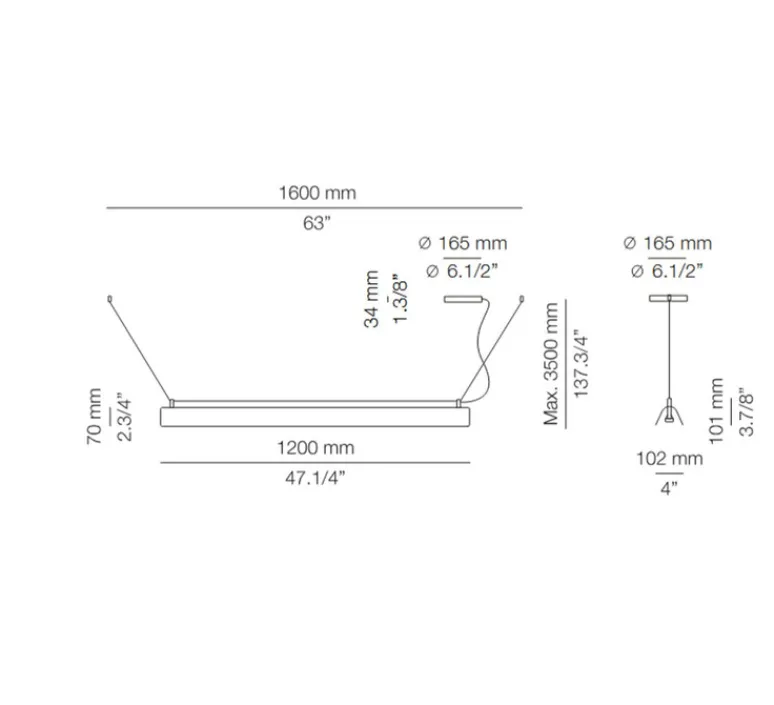Suspension*Estiluz Suspension, Gada T-3925S, , L120cm, H7cm - bois