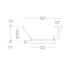 Suspension, Gada T-3924S, gris béton, L66cm, H7cm - Estiluz