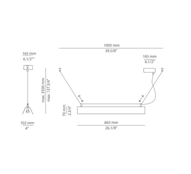 Suspension, Gada T-3924S, gris béton, L66cm, H7cm - Estiluz