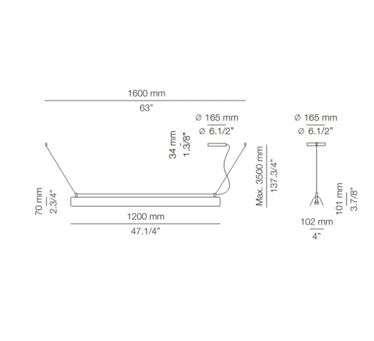 Suspension, Gada T-3925S, marbre, L120cm, H7cm - Estiluz