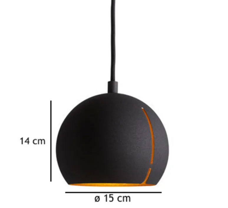 Suspension*Woud Suspension, Gap, round, , intérieur laiton, ø15cm, H14cm - noir