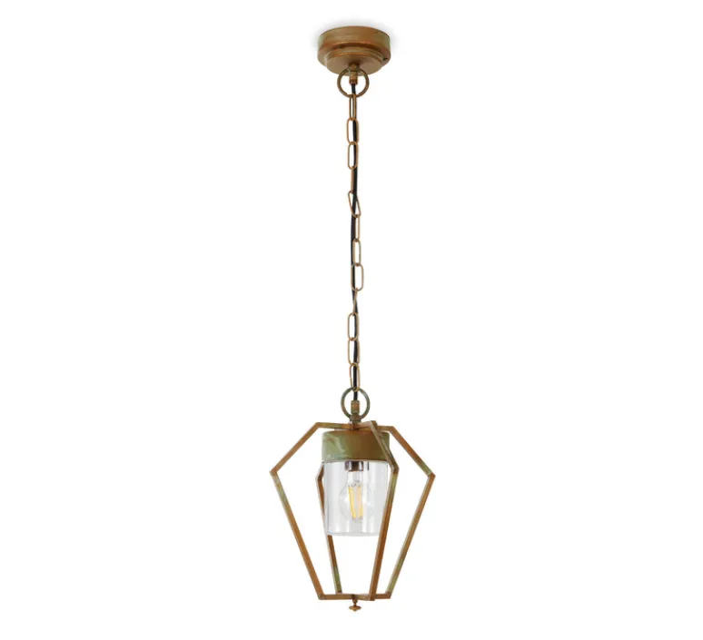 Suspension*Moretti Luce Suspension, Gemstone 3462, , verre transparent, IP44, L28cm, H20,5cm - Laiton vieilli