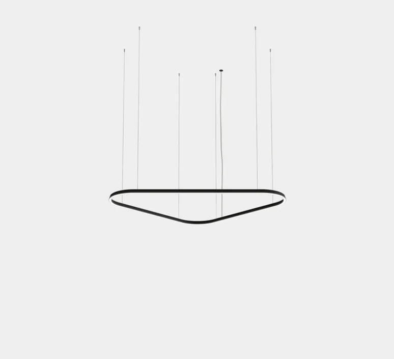 Suspension*LEDS C4 Suspension, Geometric Triangular Mini, , LED, dim, 2700K, 6250 lm, Ø160cm, H6cm - noir