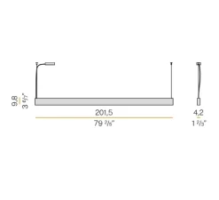 Suspension, Giano, noir, écran prismatique, IP40, LED, 3000K, 6055lm, L201,5cm, H9,8cm - Panzeri