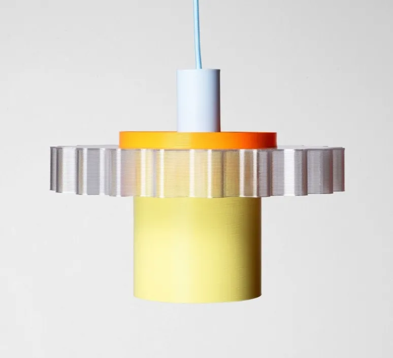 Enfants|Suspension*Warren & Laetitia Suspension, Gigi n°1, câble bleu ciel, orange, jaune, Ø28cm, H21,5cm - bleu ciel, jaune pastel, orange