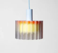 Suspension, Gigi n°2, câble bleu ciel, orange, jaune, Ø18cm, H19cm - Warren & Laetitia