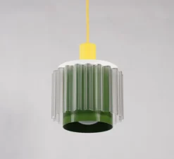 Suspension, Gigi n°4, câble jaune, jaune, vert, transparent, Ø18cm, H21cm - Warren & Laetitia