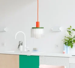 Enfants|Suspension*Warren & Laetitia Suspension, Gigi n°2, câble orange, , Ø18cm, H19cm - orange, vert, blanc