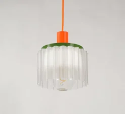 Enfants|Suspension*Warren & Laetitia Suspension, Gigi n°2, câble orange, , Ø18cm, H19cm - orange, vert, blanc