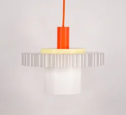 Suspension, Gigi n°1, câble orange, blanc, jaune pastel, Ø28cm, H21,5cm - Warren & Laetitia pour Nedgis