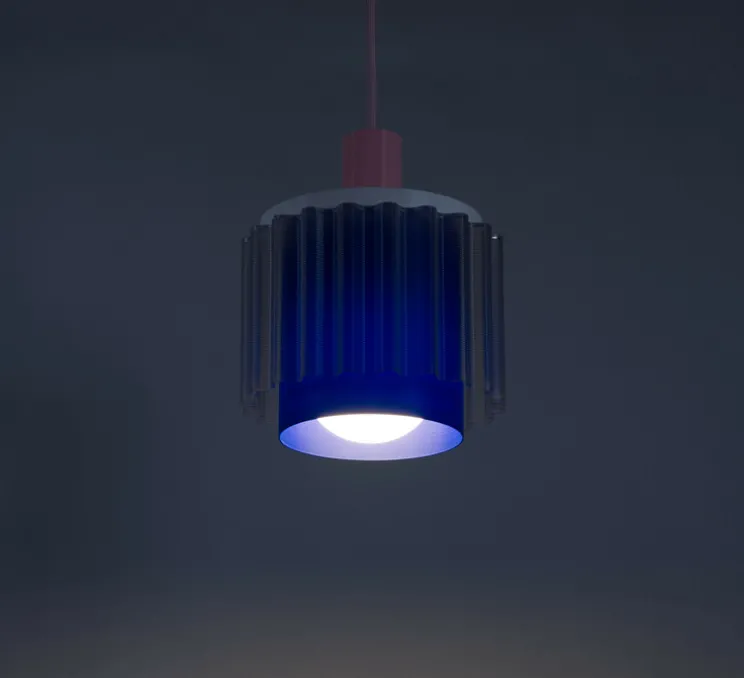 Suspension, Gigi n°4, câble rose, bleu, transparent, Ø18cm, H21cm - Warren & Laetitia