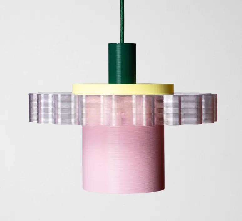 Enfants|Suspension*Warren & Laetitia Suspension, Gigi n°1, câble vert forêt, jaune, rose, Ø28cm, H21,5cm - vert forêt, jaune pastel, rose