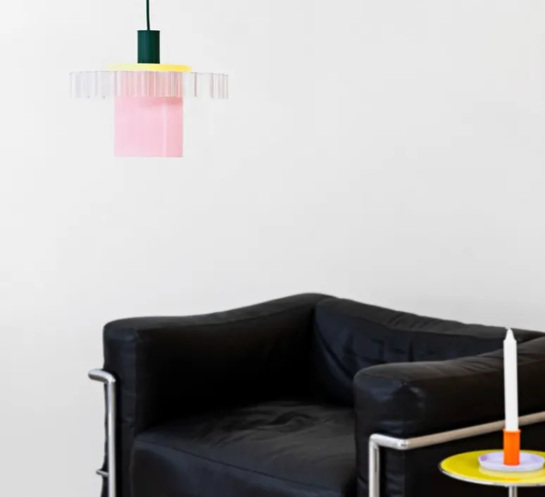 Enfants|Suspension*Warren & Laetitia Suspension, Gigi n°1, câble vert forêt, jaune, rose, Ø28cm, H21,5cm - vert forêt, jaune pastel, rose