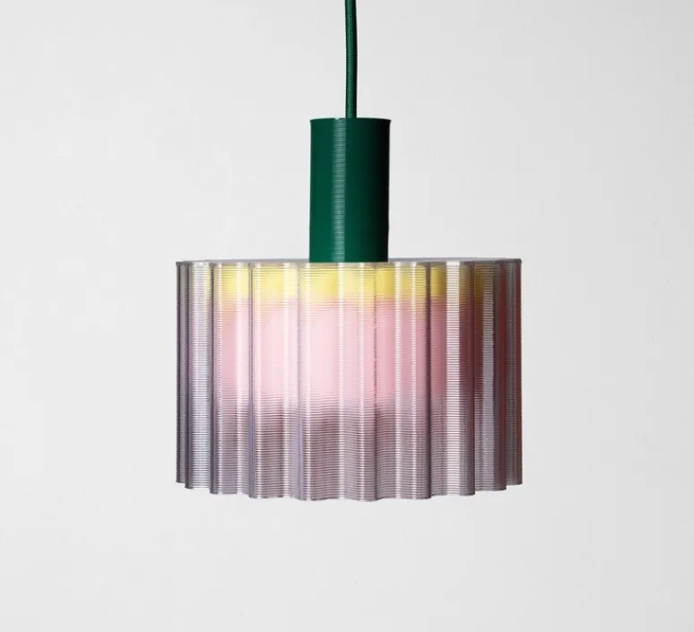 Suspension*Warren & Laetitia Suspension, Gigi N°2, câble vert forêt, jaune, rose, L19cm, H19cm - vert forêt, jaune pastel, rose